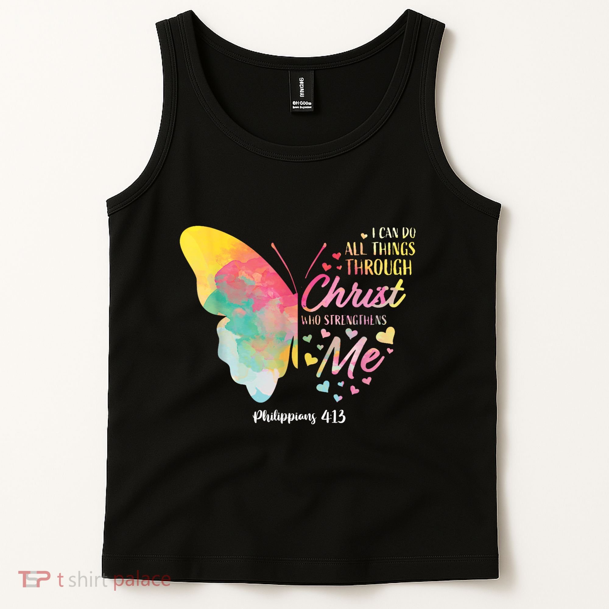 I Can Do All Things Through Christ Religous Bible Butterfly Tank Top