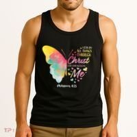I Can Do All Things Through Christ Religous Bible Butterfly Tank Top thumb 3