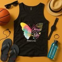 I Can Do All Things Through Christ Religous Bible Butterfly Tank Top thumb 4