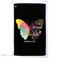 I Can Do All Things Through Christ Religous Bible Butterfly Golf Towel thumb 0