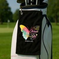 I Can Do All Things Through Christ Religous Bible Butterfly Golf Towel thumb 2