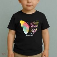 I Can Do All Things Through Christ Religous Bible Butterfly Toddler T-Shirt thumb 2