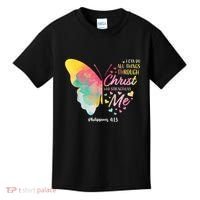 I Can Do All Things Through Christ Religous Bible Butterfly Kids T-Shirt thumb 0
