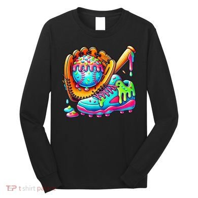 Ice Cream Drip Baseball Stuff Baseball Drip For Boy Graphic  Long Sleeve Shirt