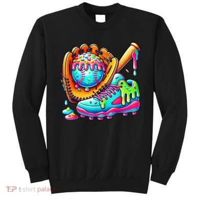 Ice Cream Drip Baseball Stuff Baseball Drip For Boy Graphic  Sweatshirt