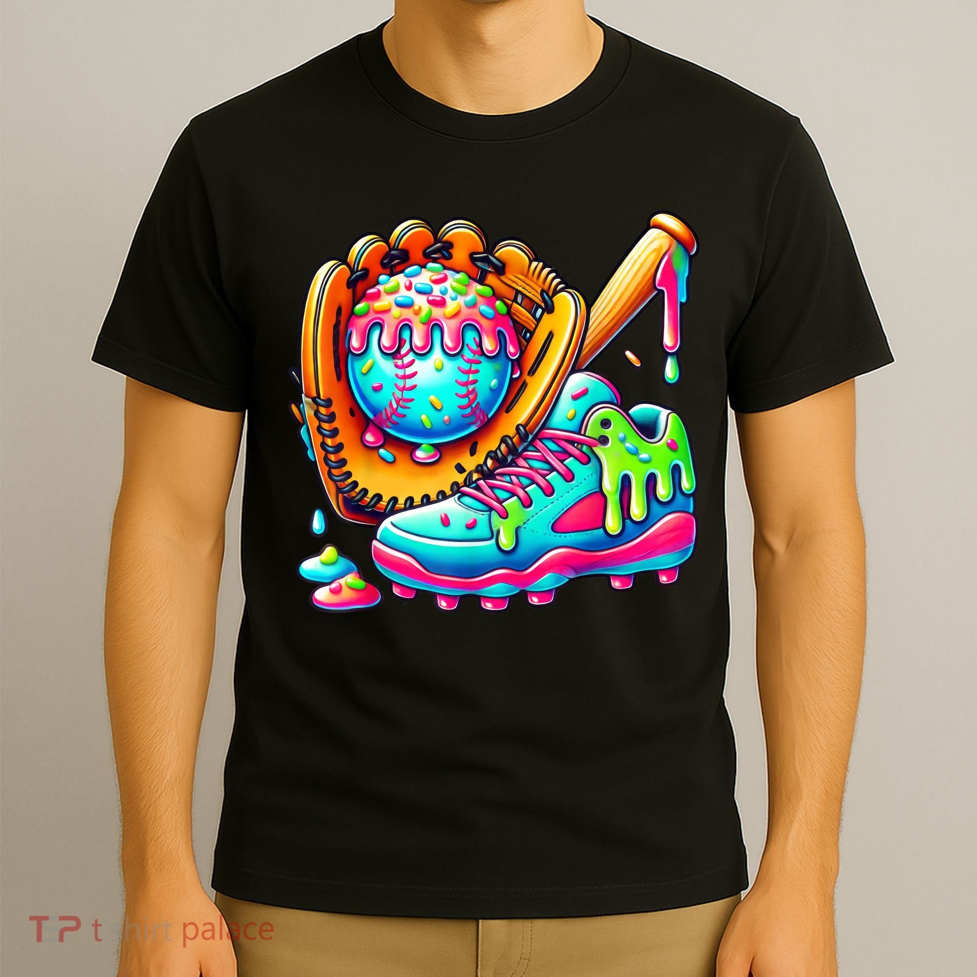 Ice Cream Drip Baseball Stuff Baseball Drip For Boy Graphic  T-Shirt