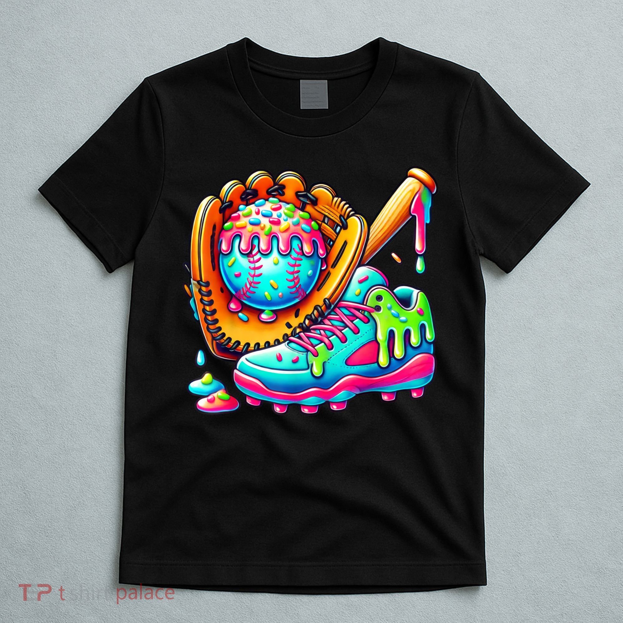 Ice Cream Drip Baseball Stuff Baseball Drip For Boy Graphic  T-Shirt