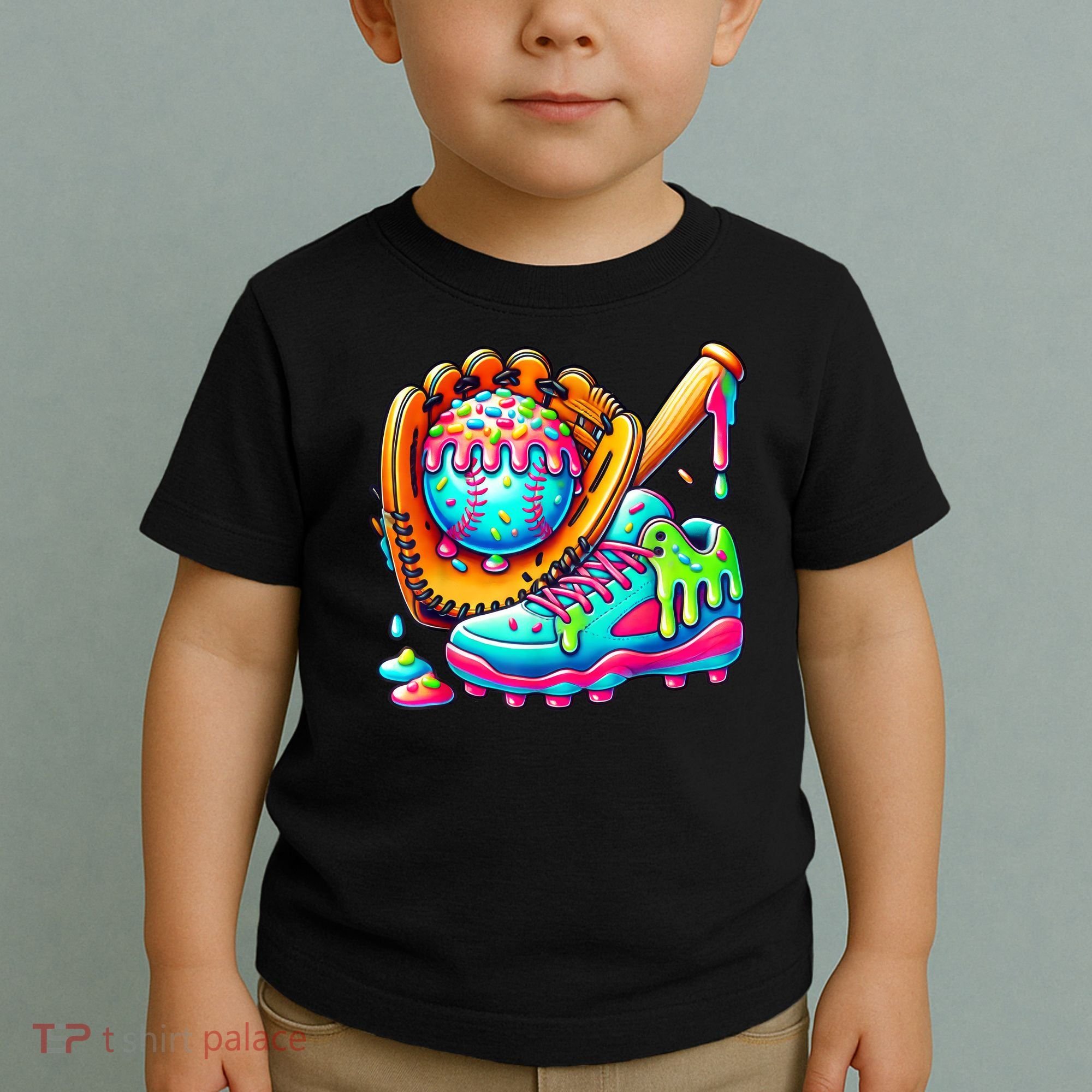 Ice Cream Drip Baseball Stuff Baseball Drip For Boy Graphic  Toddler T-Shirt