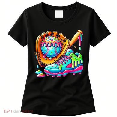 Ice Cream Drip Baseball Stuff Baseball Drip For Boy Graphic  Women's T-Shirt