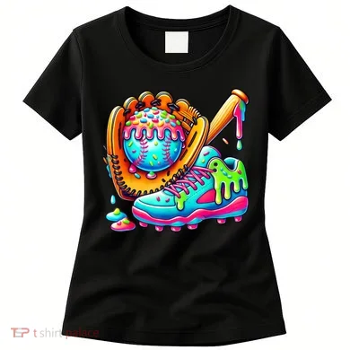 Ice Cream Drip Baseball Stuff Baseball Drip For Boy Graphic Women's T-Shirt