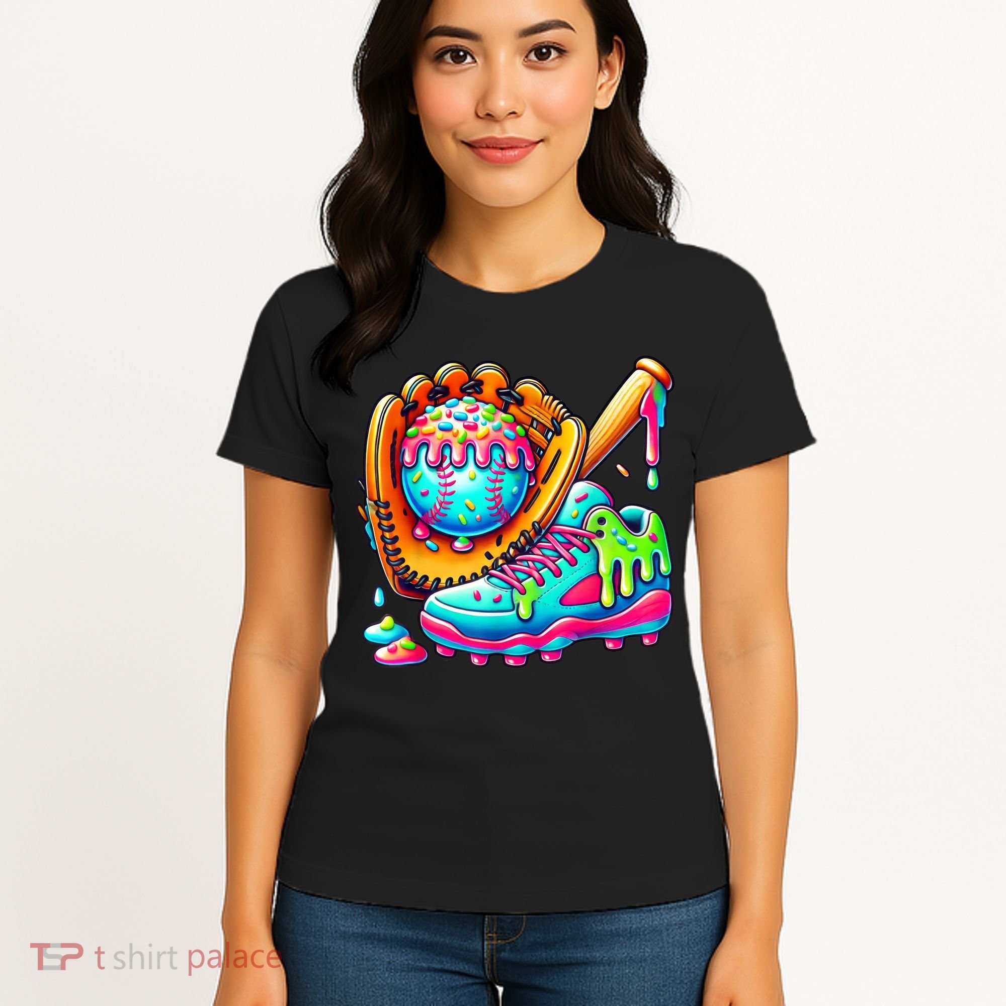 Ice Cream Drip Baseball Stuff Baseball Drip For Boy Graphic  Women's T-Shirt