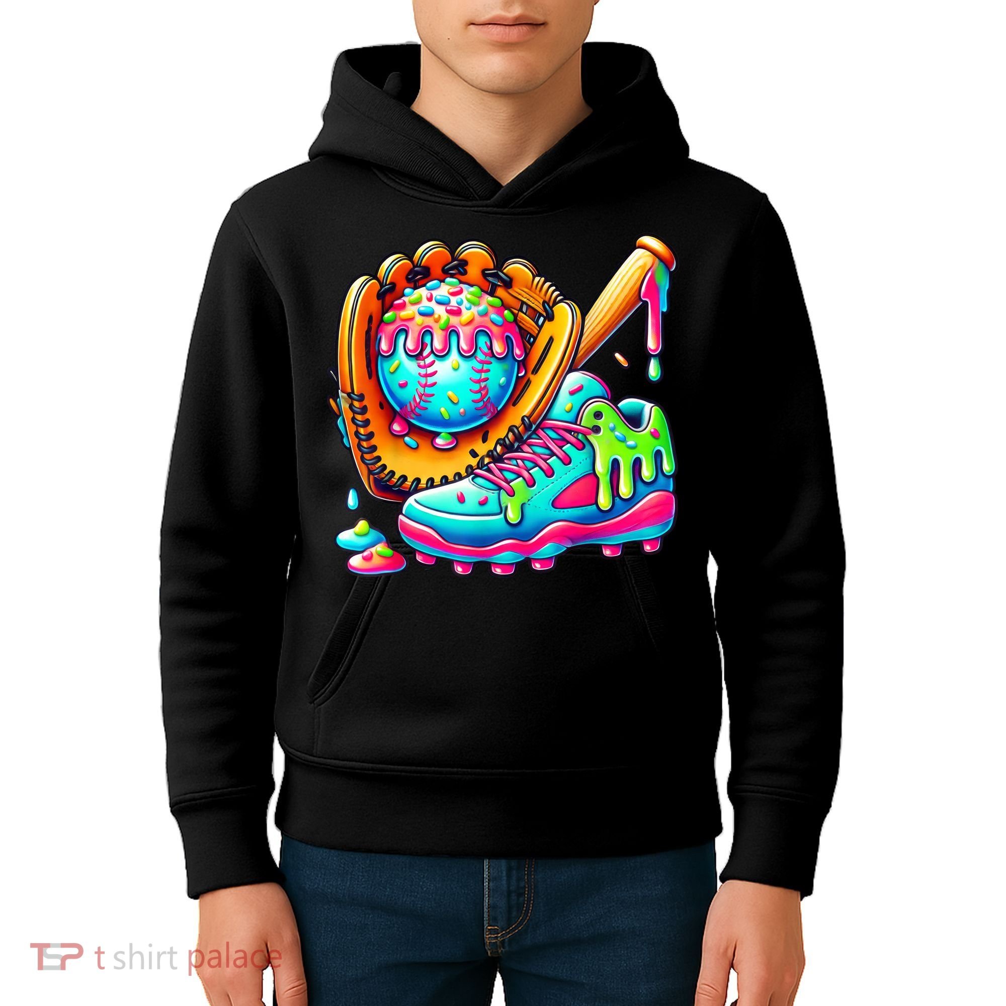 Ice Cream Drip Baseball Stuff Baseball Drip For Boy Graphic  Kids Hoodie