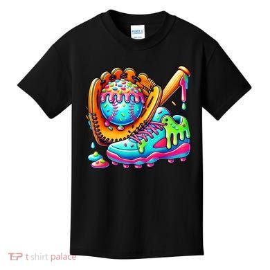 Ice Cream Drip Baseball Stuff Baseball Drip For Boy Graphic  Kids T-Shirt