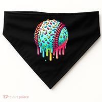 Ice Cream Drip Baseball Stuff Baseball Drip For Boy Graphic  USA-Made Doggie Bandana thumb 0