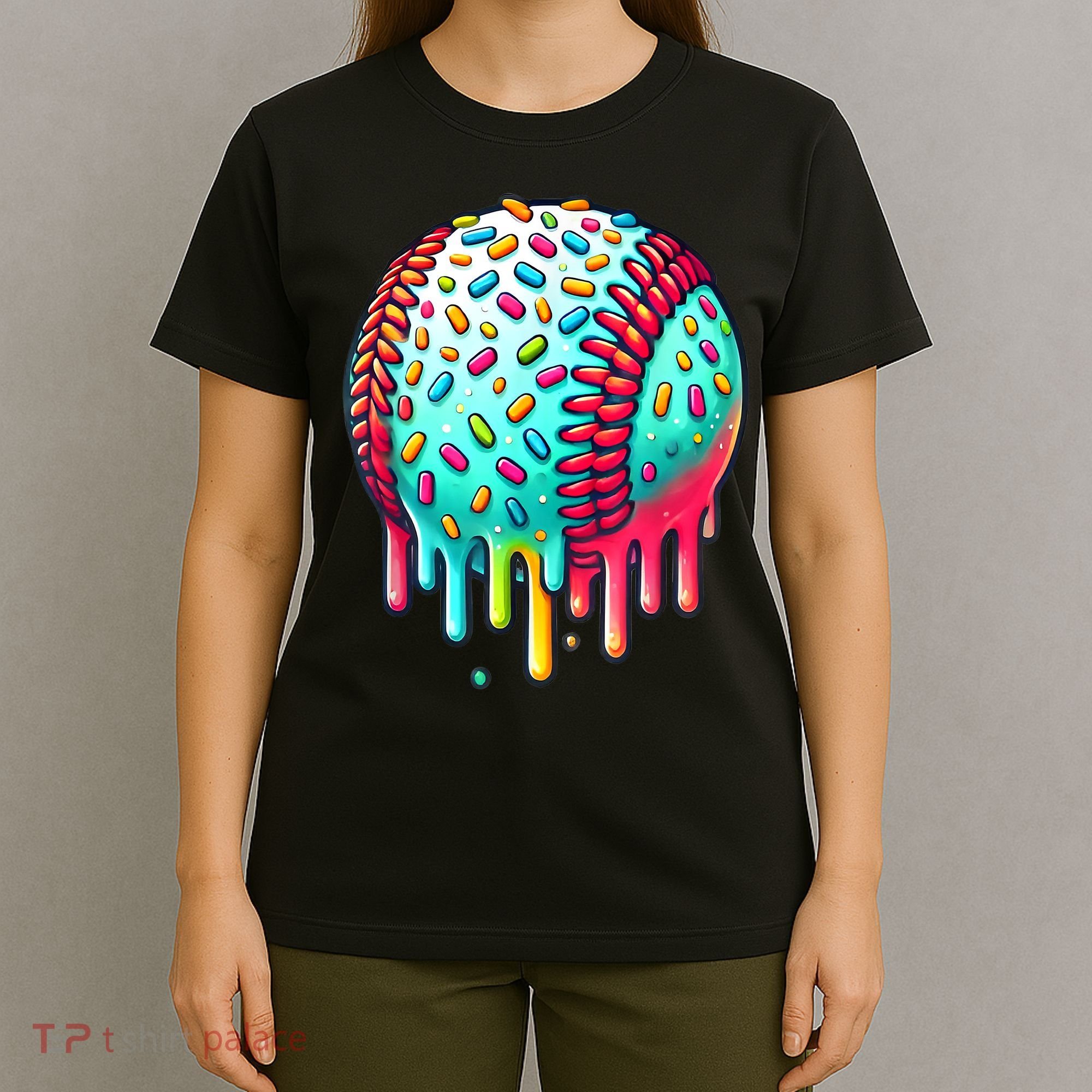 Ice Cream Drip Baseball Stuff Baseball Drip For Boy Graphic  T-Shirt