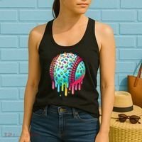 Ice Cream Drip Baseball Stuff Baseball Drip For Boy Graphic  Women's Tank Top thumb 2