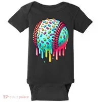 Ice Cream Drip Baseball Stuff Baseball Drip For Boy Graphic  Baby Bodysuit thumb 0