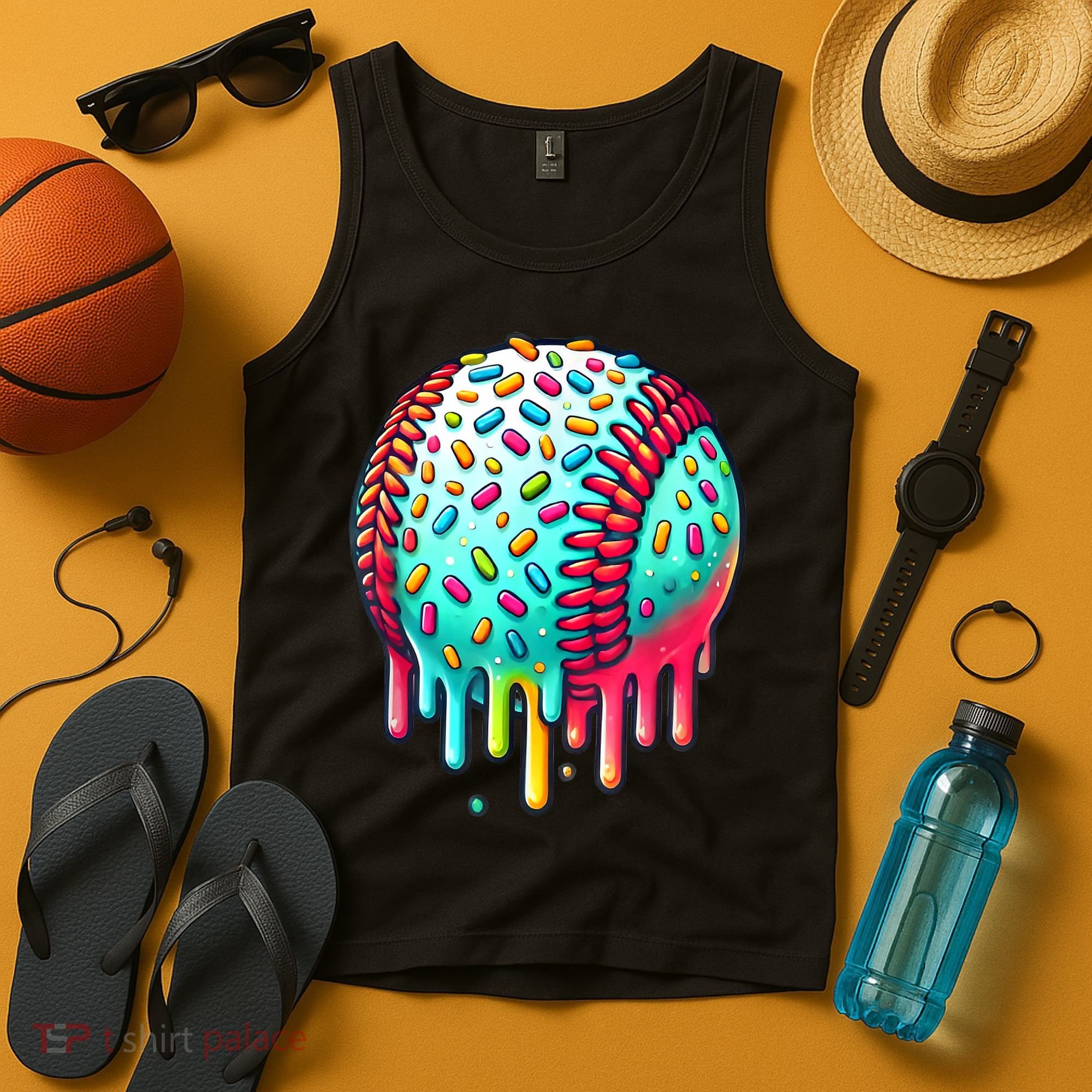 Ice Cream Drip Baseball Stuff Baseball Drip For Boy Graphic  Tank Top