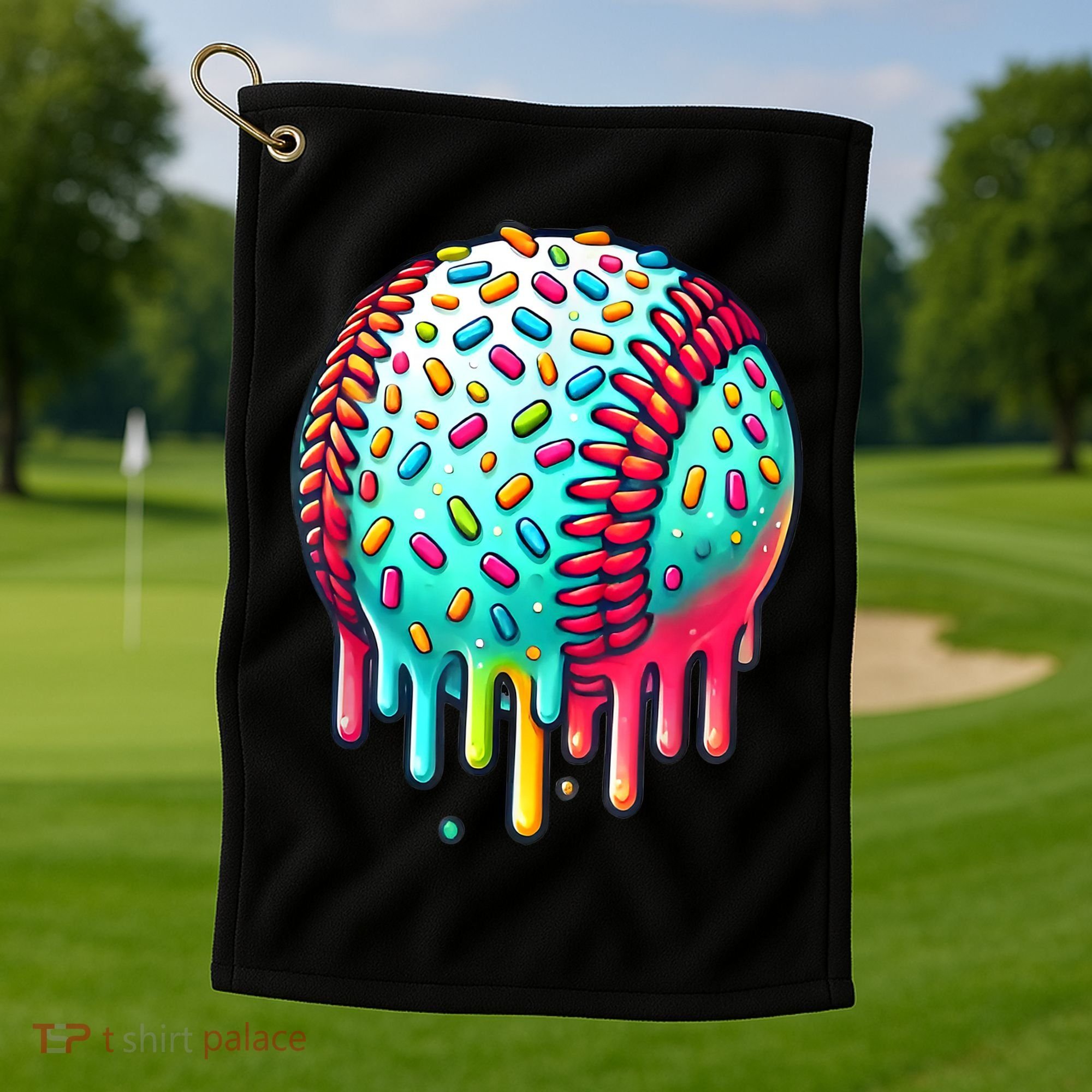 Ice Cream Drip Baseball Stuff Baseball Drip For Boy Graphic  Golf Towel