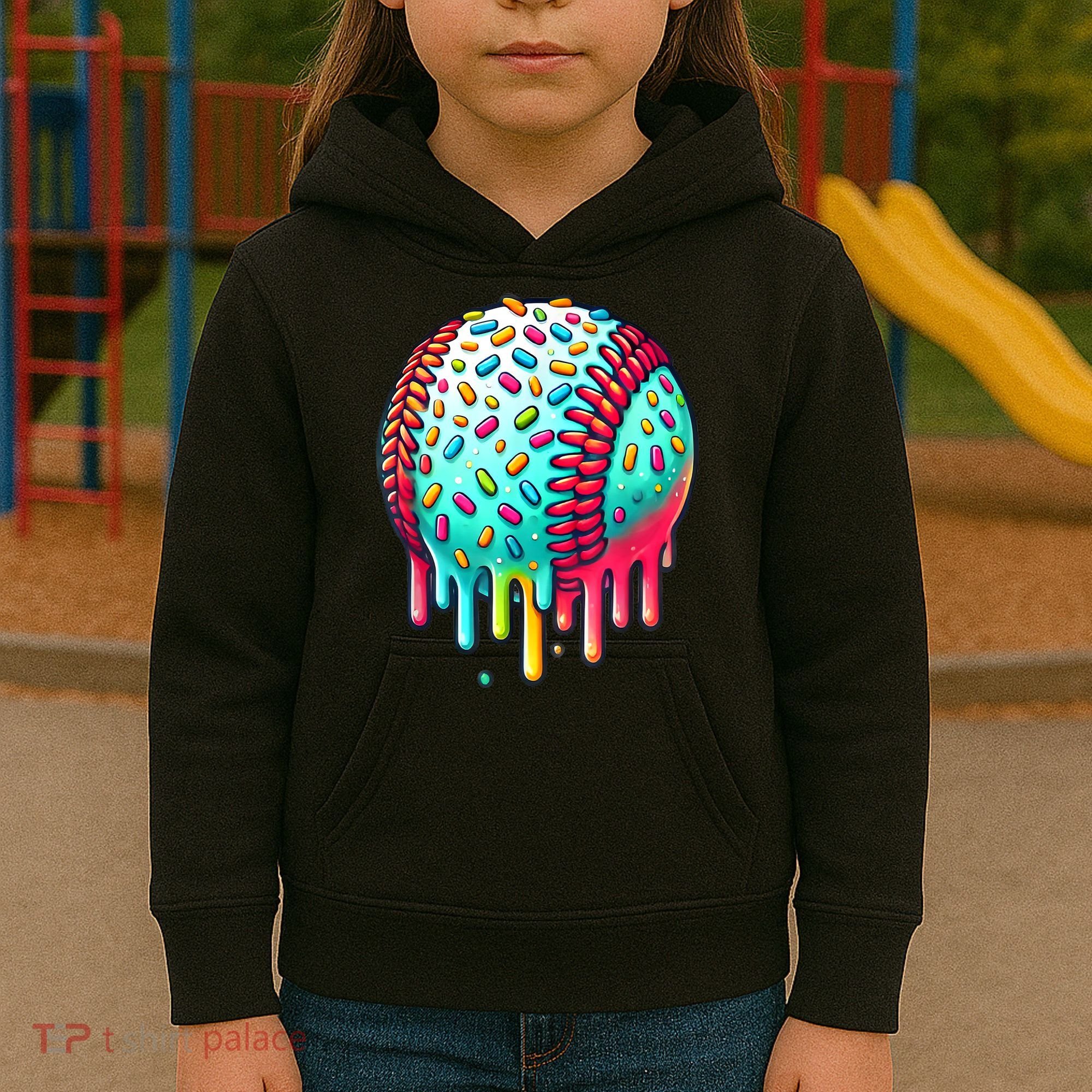 Ice Cream Drip Baseball Stuff Baseball Drip For Boy Graphic  Kids Hoodie