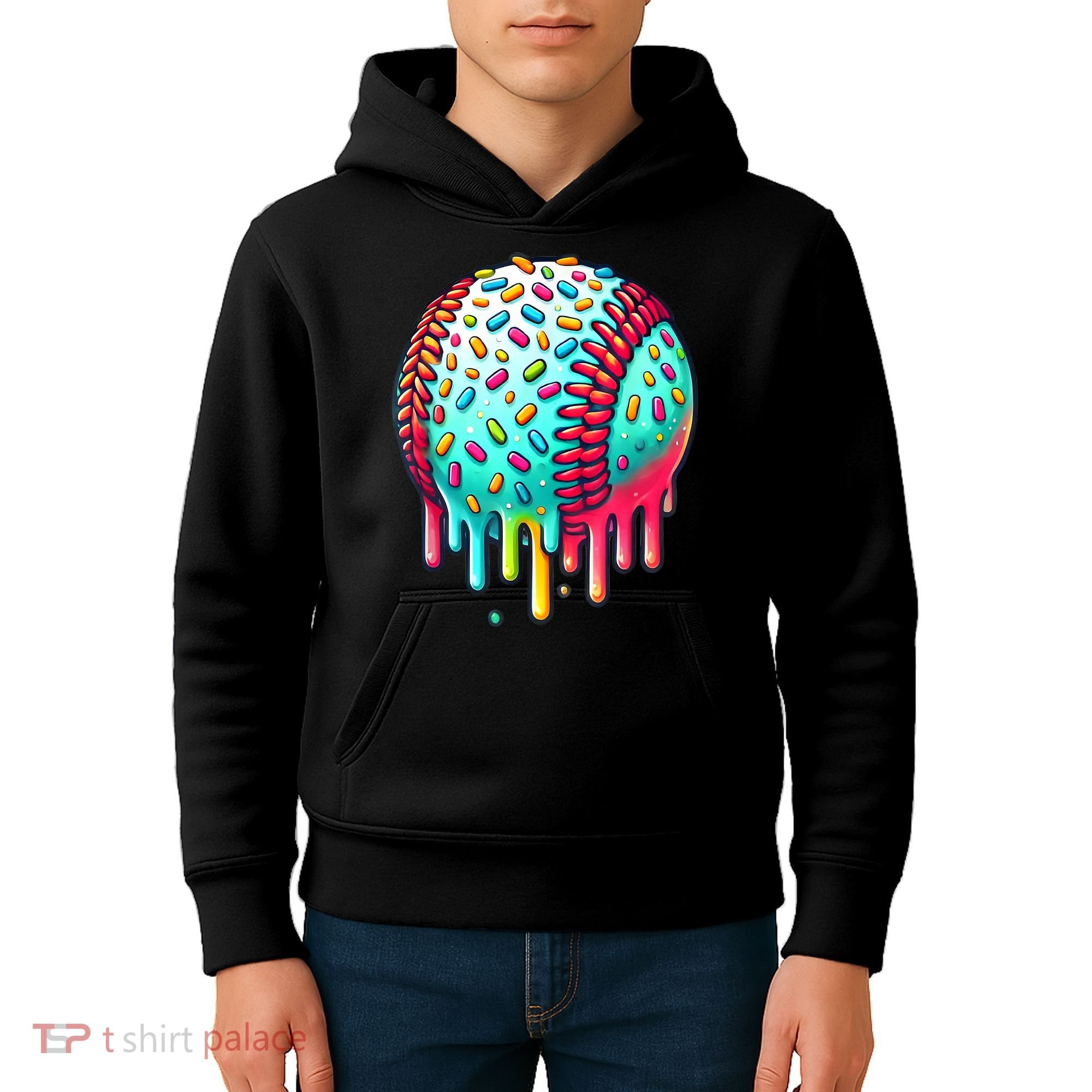 Ice Cream Drip Baseball Stuff Baseball Drip For Boy Graphic  Kids Hoodie