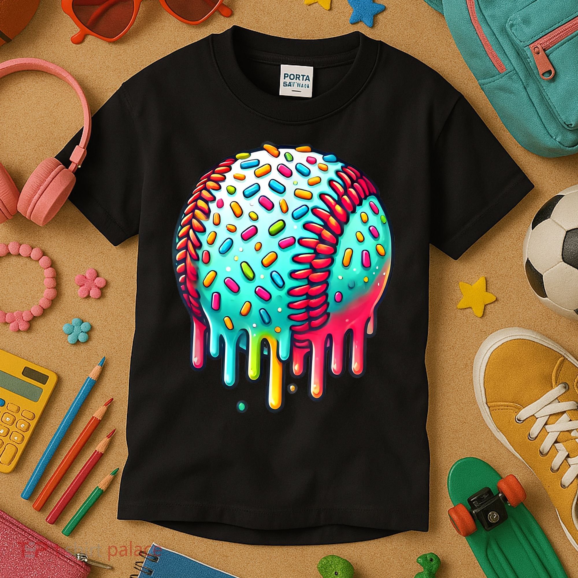 Ice Cream Drip Baseball Stuff Baseball Drip For Boy Graphic  Kids T-Shirt