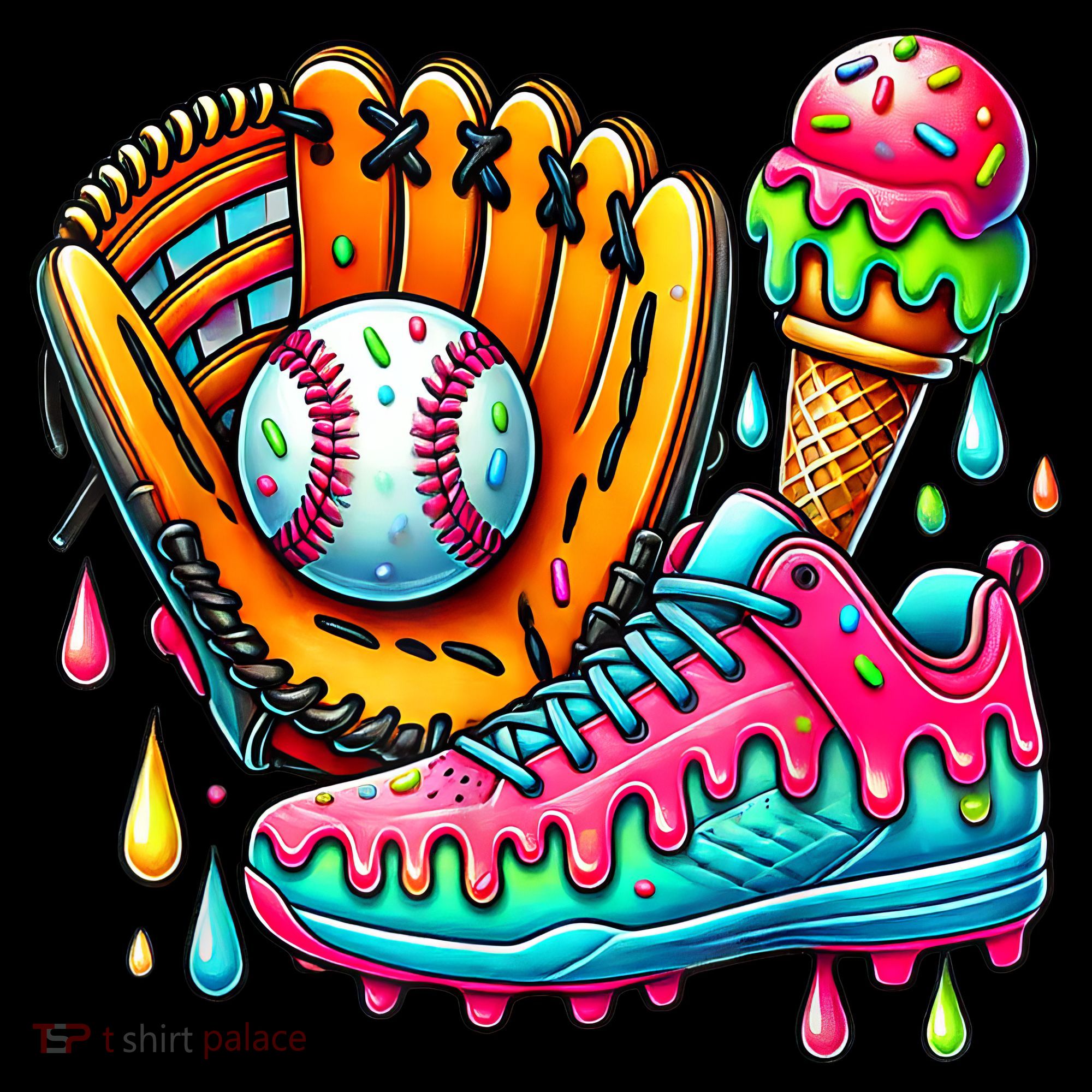 Ice Cream Drip Baseball Stuff Baseball Drip For Boy Long Sleeve Shirt