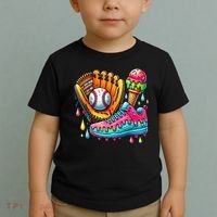 Ice Cream Drip Baseball Stuff Baseball Drip For Boy Toddler T-Shirt thumb 2