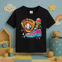 Ice Cream Drip Baseball Stuff Baseball Drip For Boy Toddler T-Shirt thumb 3