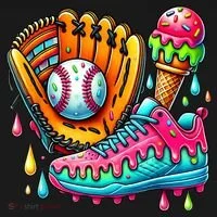 Ice Cream Drip Baseball Stuff Baseball Drip For Boy Toddler T-Shirt thumb 4