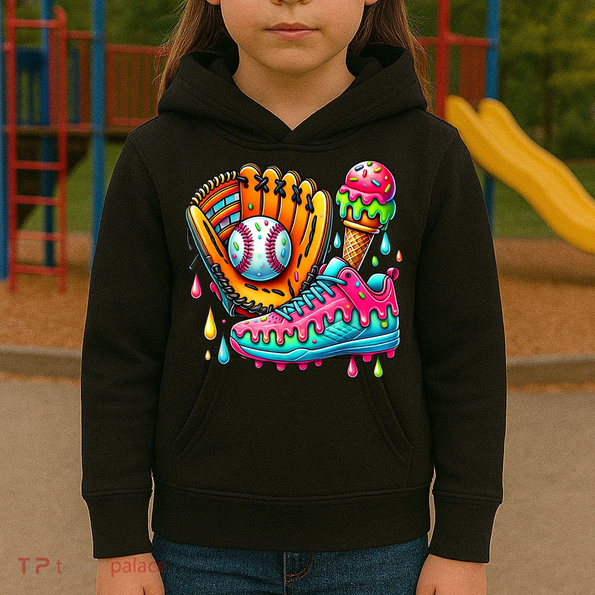 Ice Cream Drip Baseball Stuff Baseball Drip For Boy Kids Hoodie