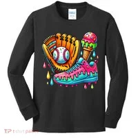Ice Cream Drip Baseball Stuff Baseball Drip For Boy Kids Long Sleeve Shirt thumb 0