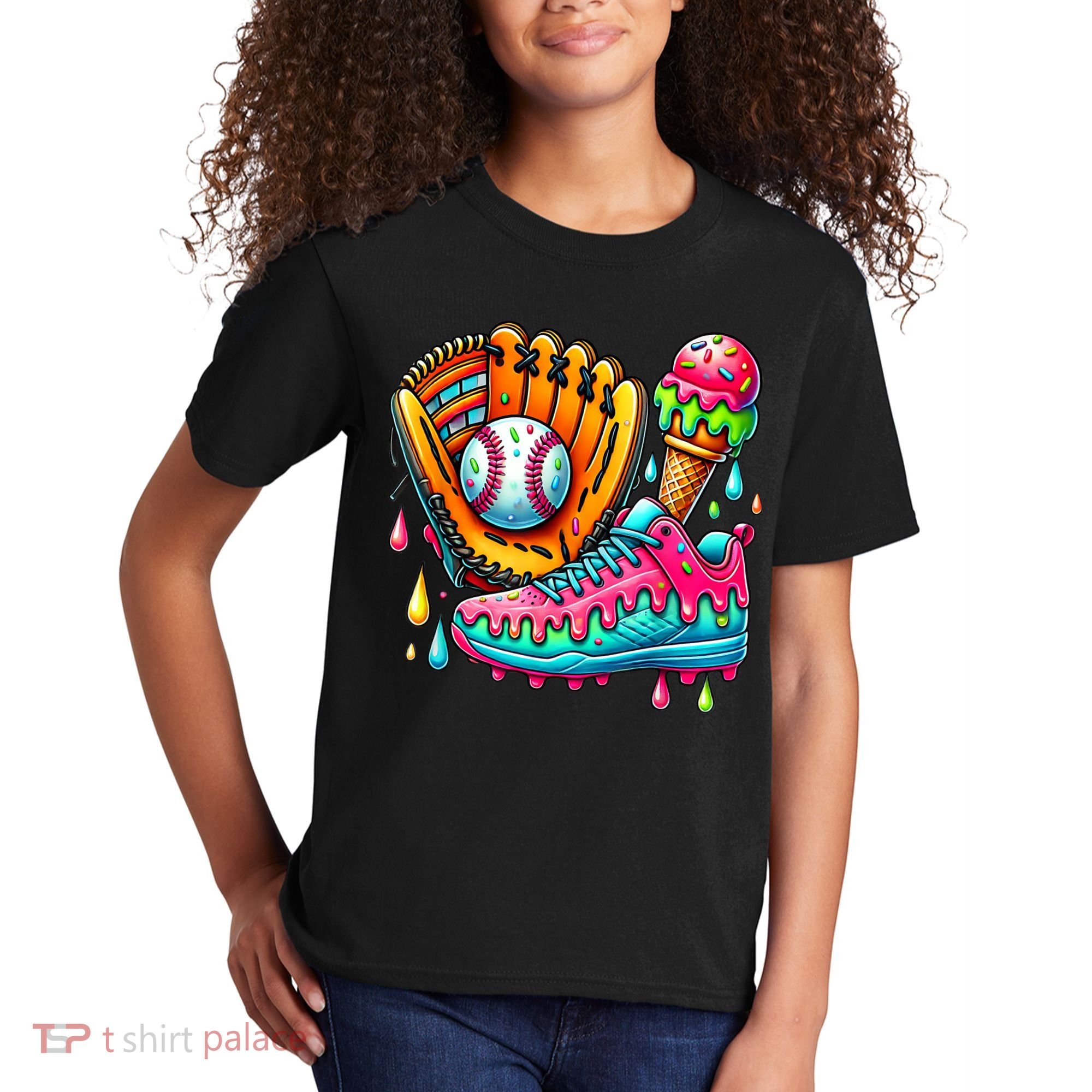 Ice Cream Drip Baseball Stuff Baseball Drip For Boy Kids T-Shirt