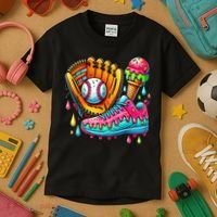 Ice Cream Drip Baseball Stuff Baseball Drip For Boy Kids T-Shirt thumb 3
