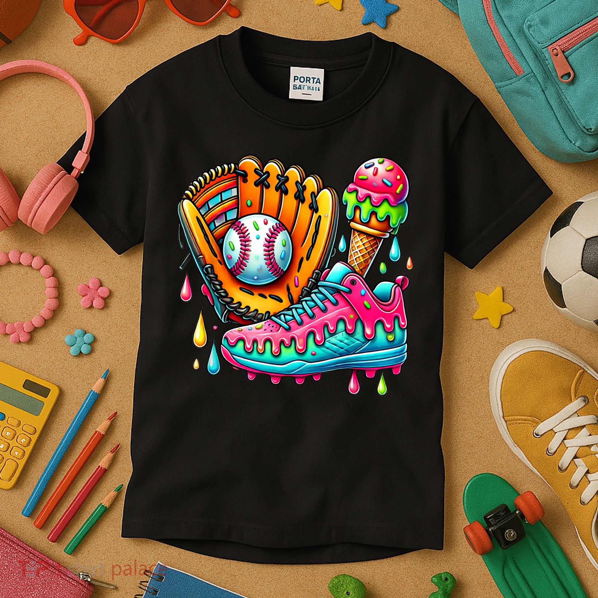 Ice Cream Drip Baseball Stuff Baseball Drip For Boy Kids T-Shirt
