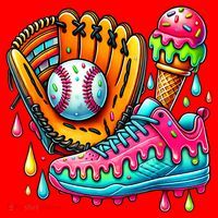 Ice Cream Drip Baseball Stuff Baseball Drip For Boy Santa Hat thumb 1