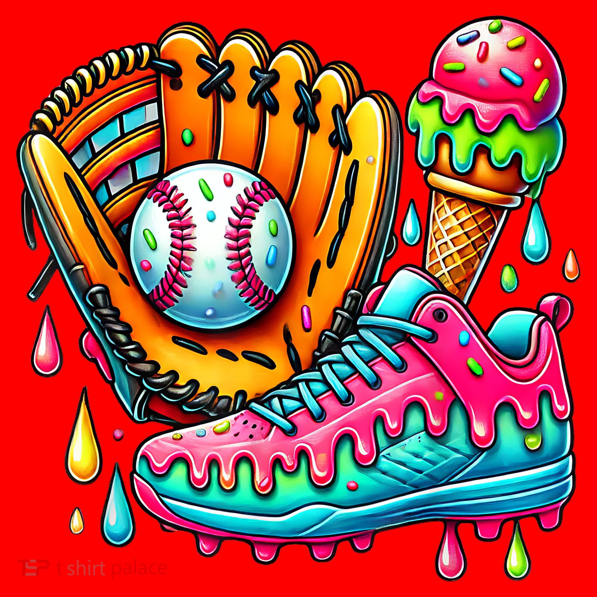 Ice Cream Drip Baseball Stuff Baseball Drip For Boy Santa Hat