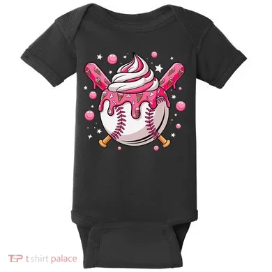 Ice Cream Drip Baseball Stuff Stuff Baseball Baby Bodysuit