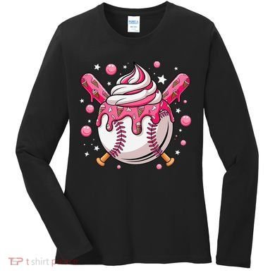 Ice Cream Drip Baseball Stuff Stuff Baseball Women's Long Sleeve Shirt