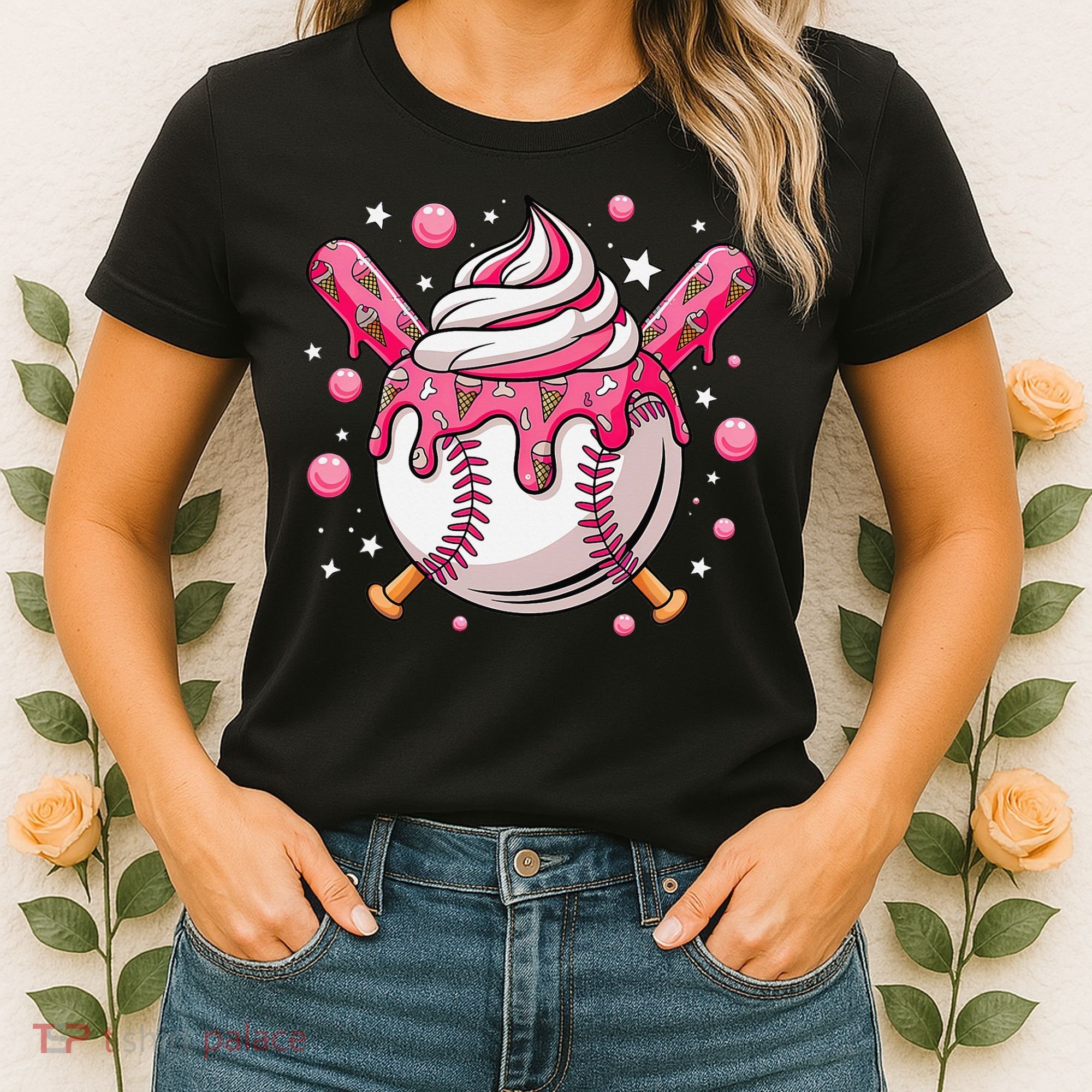 Ice Cream Drip Baseball Stuff Stuff Baseball Women's T-Shirt
