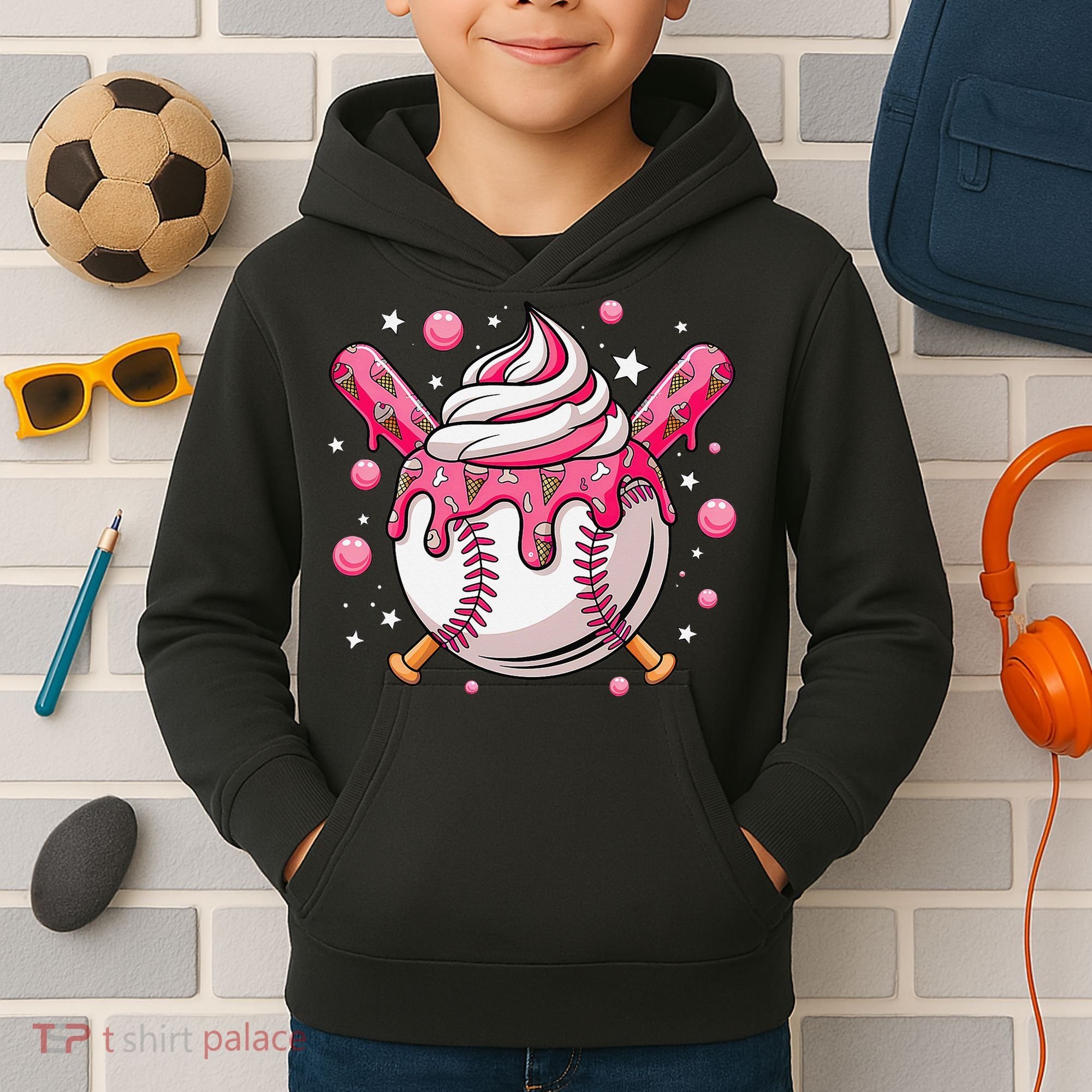 Ice Cream Drip Baseball Stuff Stuff Baseball Kids Hoodie