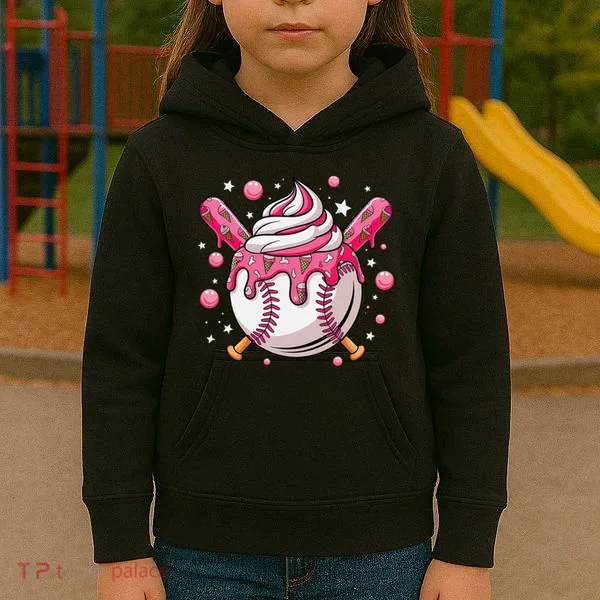Ice Cream Drip Baseball Stuff Stuff Baseball Kids Hoodie