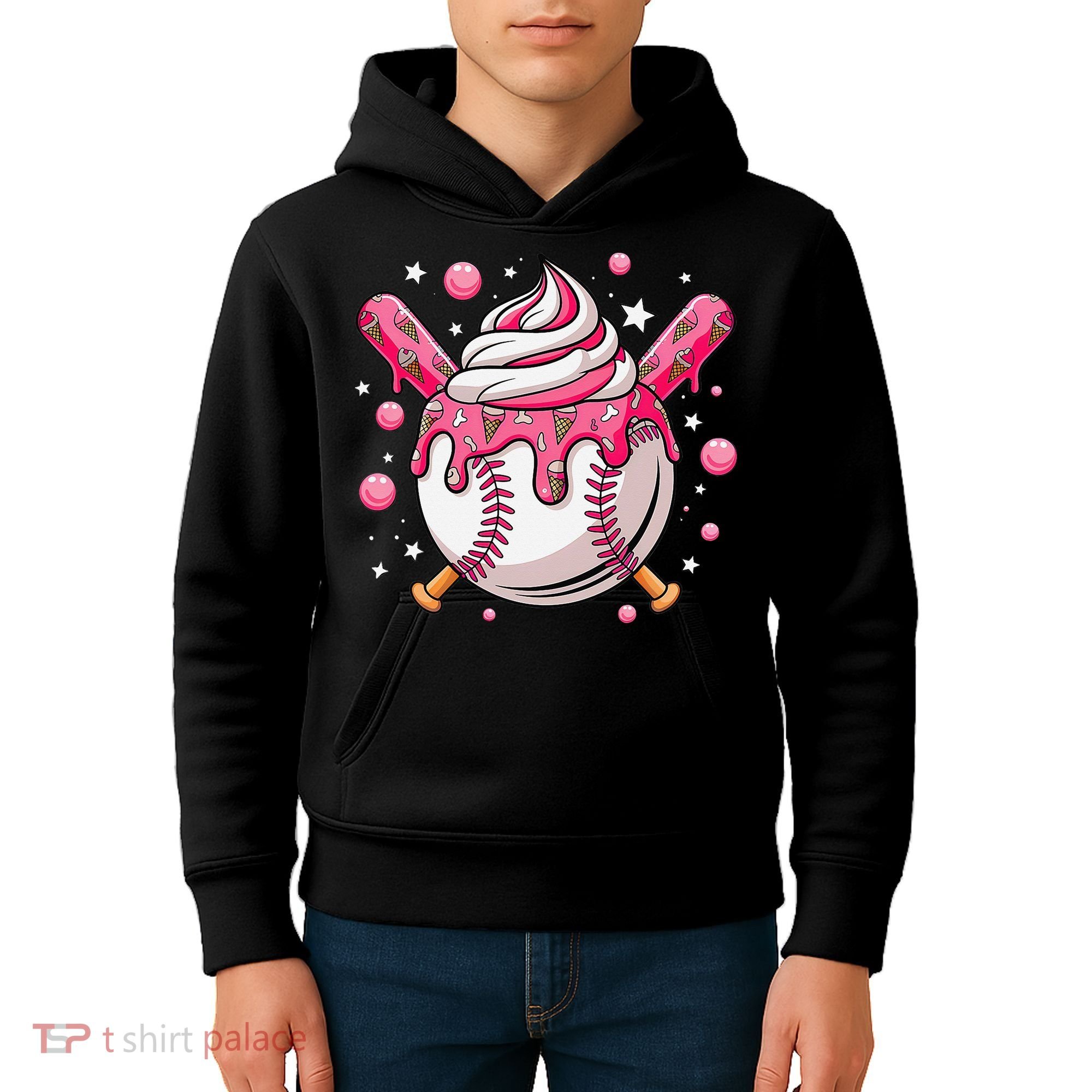 Ice Cream Drip Baseball Stuff Stuff Baseball Kids Hoodie