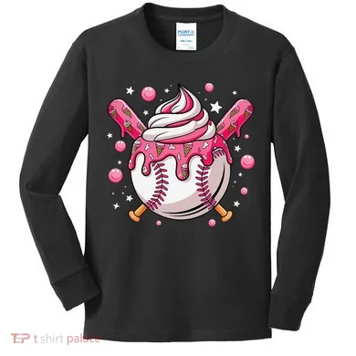 Ice Cream Drip Baseball Stuff Stuff Baseball Kids Long Sleeve Shirt