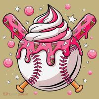 Ice Cream Drip Baseball Stuff Stuff Baseball Button thumb 1