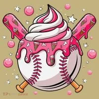 Ice Cream Drip Baseball Stuff Stuff Baseball Kids T-Shirt thumb 2