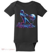 Ice Cream Drip Baseball Bat Baseball Player Baby Bodysuit thumb 0