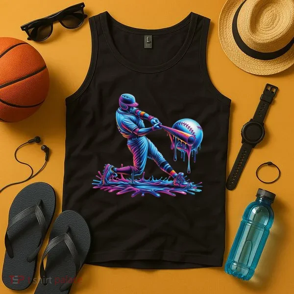 Ice Cream Drip Baseball Bat Baseball Player Tank Top