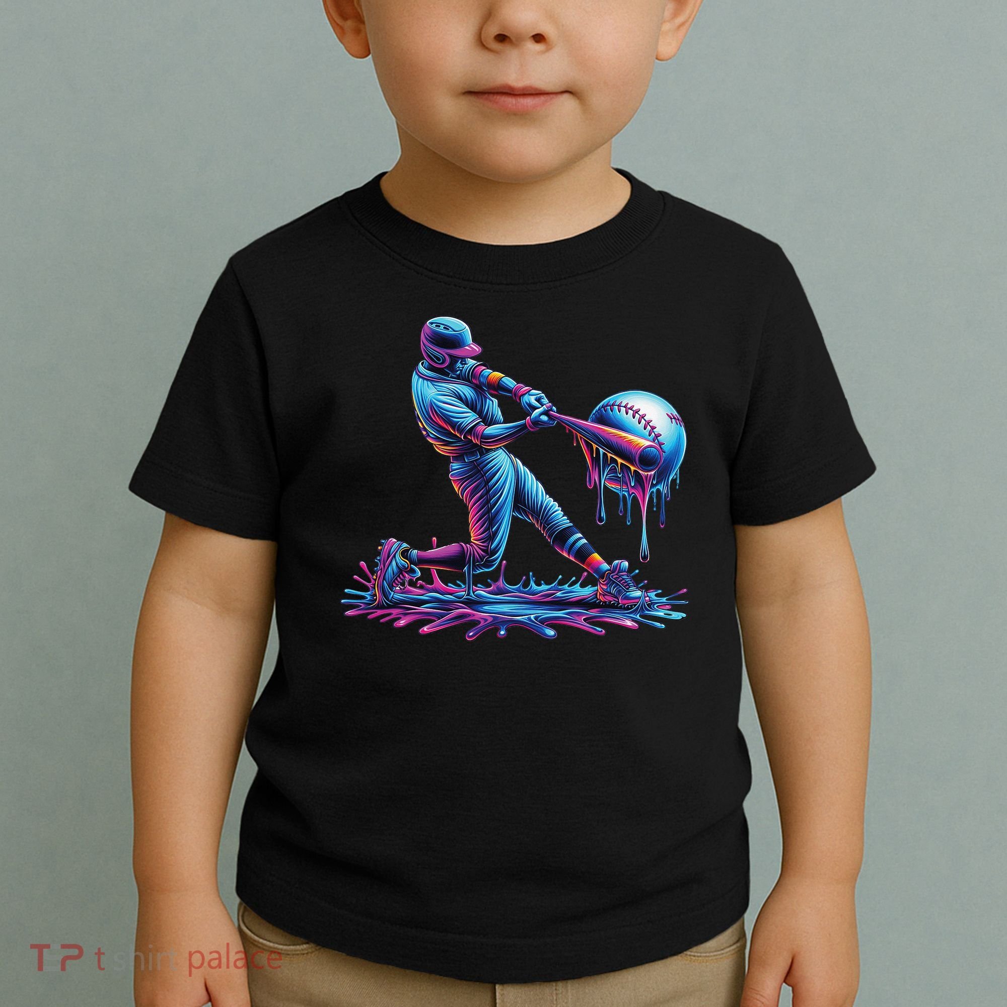 Ice Cream Drip Baseball Bat Baseball Player Toddler T-Shirt
