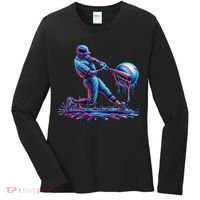 Ice Cream Drip Baseball Bat Baseball Player Women's Long Sleeve Shirt thumb 0
